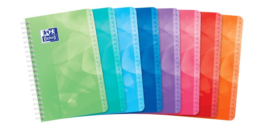 Répertoire Oxford lagoon 11x17cm petits carreaux 5mm 100 pages reliure spirale couverture polypro coloris assortis