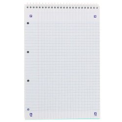 Bloc de bureau Oxford Lagoon 21 x 31,5 spirale grands carreaux - 80 feuilles