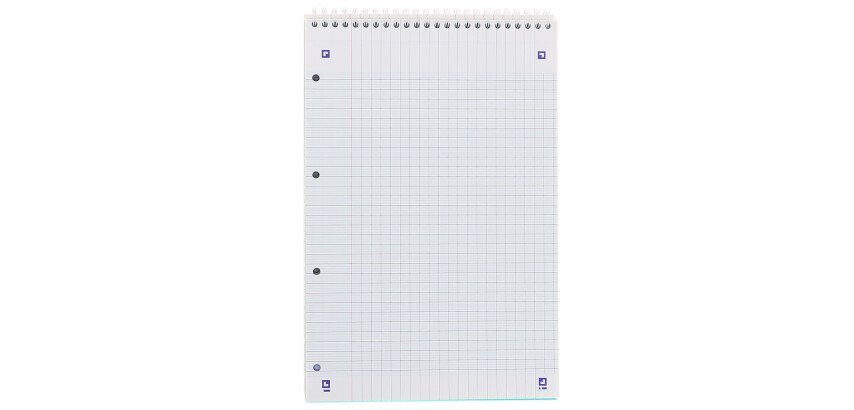 Bloc de bureau Oxford Lagoon 21 x 31,5 spirale grands carreaux - 80 feuilles
