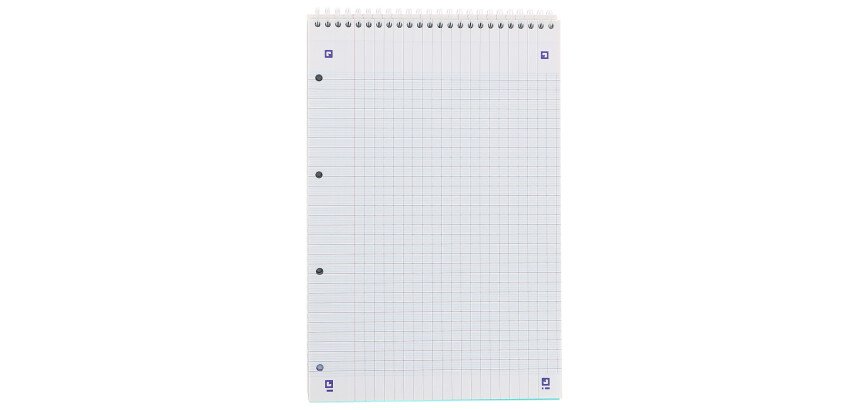 Bloc de bureau Oxford Lagoon 21 x 31,5 spirale grands carreaux - 80 feuilles