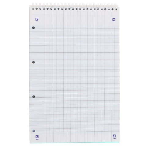 Bloc de bureau Oxford Lagoon 21 x 31,5 spirale grands carreaux - 80 feuilles