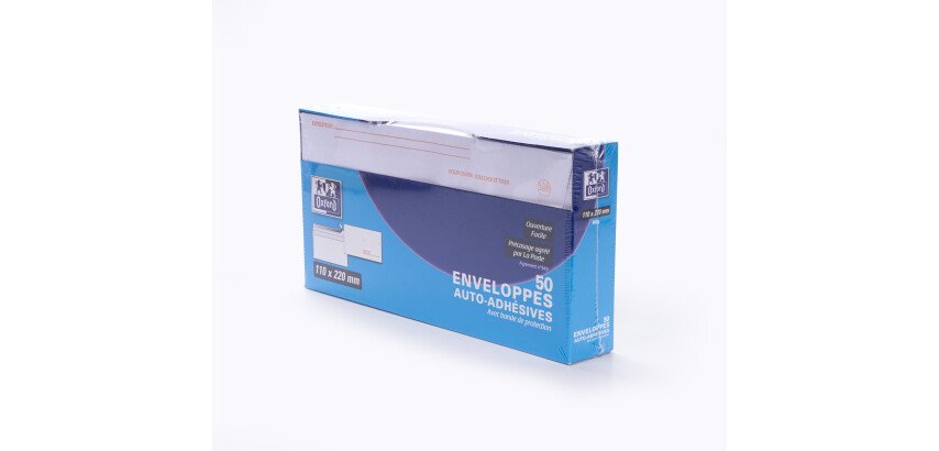 boite de 50 EnveloPPes Oxford 110x220  auto adhésives precasee inviolables -  blanc