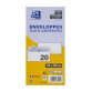 Lot de 20 enveloppes Oxford 110x220  auto adhesive precasee - blanc