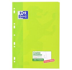 Copies doubles Oxford a4 petits carreaux 5mm margés 200 pages étui carte vert