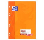 Feuilles simples Oxford a4 petits carreaux 5mm margés 200 pages étui carte orange