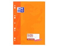 Feuilles simples Oxford a4 petits carreaux 5mm margés 200 pages étui carte orange
