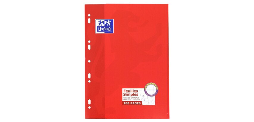 Feuillets mobiles 200 pages grands carreaux blancs 90 g 21 x 29,7 cm - Sous étuis carton