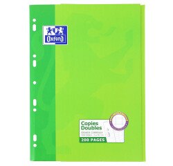 Copies doubles Oxford a4 grands carreaux seyès 200 pages étui carte vert