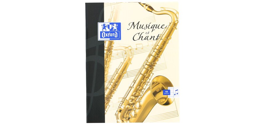 Cahier Oxford musique 17x22cm réglure grands carreaux & réglure musique 48 pages agrafées couverture carte colorée