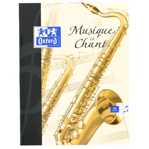 Cahier Oxford musique 17x22cm réglure grands carreaux & réglure musique 48 pages agrafées couverture carte colorée