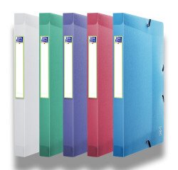 Boîte Oxford capacité standard 2nd life 24x32cm dos 25mm avec élastique couverture polypro coloris assortis