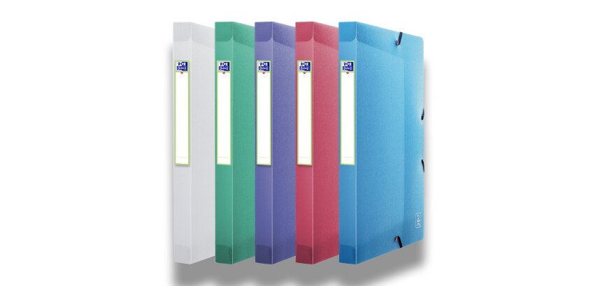 Boîte Oxford capacité standard 2nd Life 24x32cm dos 25mm avec élastique couverture polypro coloris assortis