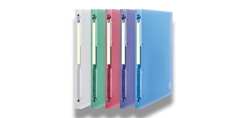 Classeur Oxford 2nd life a4 dos 20mm 4 anneaux ronds couverture polypro coloris assortis