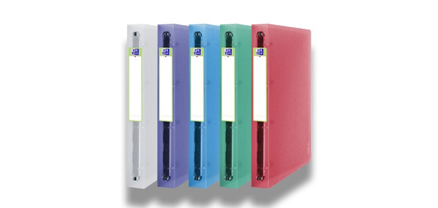 Classeur Oxford 2nd life a4xl dos 40mm 4 anneaux ronds couverture polypro coloris assortis