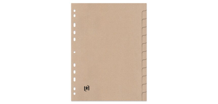 Intercalaires neutres Oxford Touareg A4 12 positions carte recyclée épaisseur 265g beige naturel
