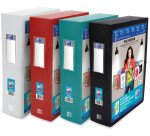 Boîte Oxford grande capacité polyvision 24x32cm dos 80mm avec bouton pression couverture polypro opaque coloris assortis