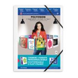 Chemise 3 rabats Oxford polyvision a4 avec élastique couverture polypro blanc