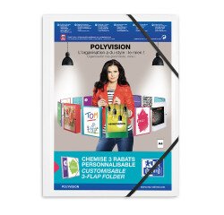 Chemise 3 rabats Oxford polyvision a4 avec élastique couverture polypro blanc