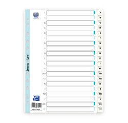 Intercalaires alphabetiques a4 20 positions polypro 15/100 blanc