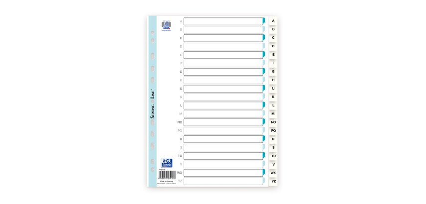 Intercalaires alphabetiques A4 20 positions polypro 15/100 blanc