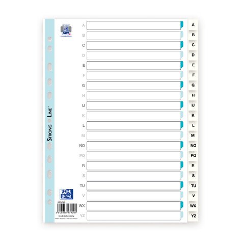 Intercalaires alphabetiques a4 20 positions polypro 15/100 blanc