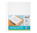 Lot de 10 pochettes perforées 17x22 polypro lisse incolore