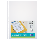 Lot de 50 pochettes perforées Oxford 24x32 polypro lisse 6/100éme incolore
