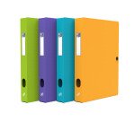 Boîte Oxford capacité standard memphis 24x32cm dos 40mm avec bouton pression couverture polypro coloris assortis style