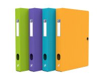 Boîte Oxford capacité standard memphis 24x32cm dos 40mm avec bouton pression couverture polypro coloris assortis style