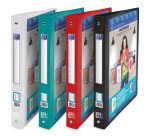 Classeur Oxford polyvision a4 dos 30mm 4 anneaux ronds couverture polypro opaque coloris assortis