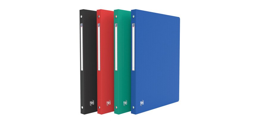 Classeur Oxford memphis a4 dos 20mm 4 anneaux ronds couverture polypro assorti