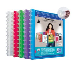 Protège-documents Oxford variozip polyvision a4 40 vues / 20 pochettes amovibles couverture polypro coloris assortis