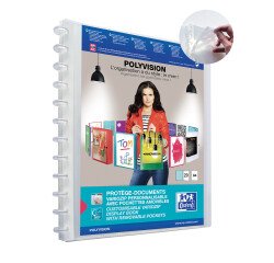 Protège-documents Oxford variozip polyvision a4 40 vues / 20 pochettes amovibles couverture polypro incolore
