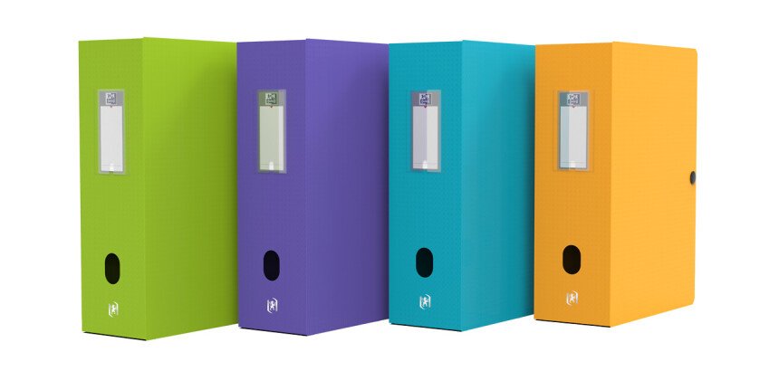 Boîte Oxford grande capacité Memphis 24x32cm dos 100mm avec bouton pression couverture polypro