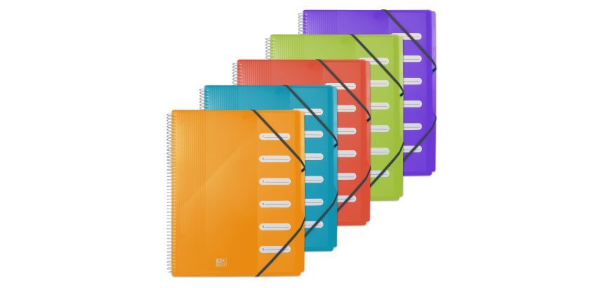 Trieur spirale Oxford school life a4 6positions numérique polypro translucide assorti