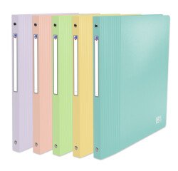 Classeur 4 anneaux plastifié Oxford school life A4 - Dos 2 cm couleurs pastel assorties