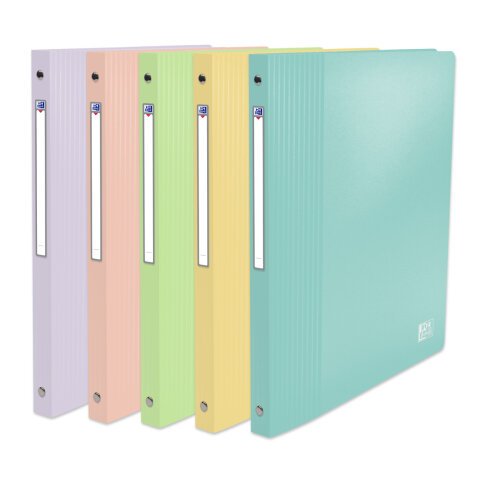 Classeur Oxford school life a4 dos20 4anneaux polypro opaque pastel assorti