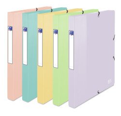 Boite Oxford school life 24x32 dos25 polypro opaque pastel assorti