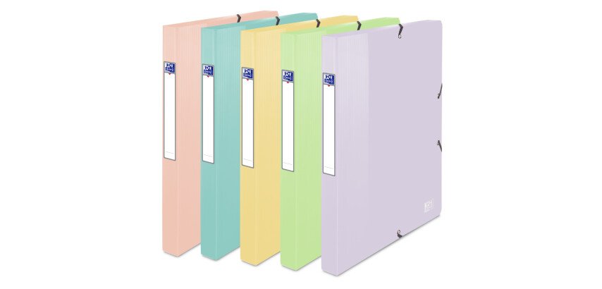 Boite Oxford school life 24x32 Dos25 polypro opaque pastel assorti