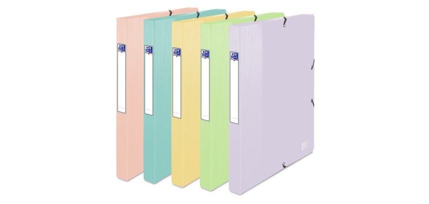 Boite Oxford school life 24x32 Dos25 polypro opaque pastel assorti