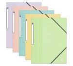 Chemise à élastique 3 rabats plastique Oxford School Life 24 x 32 cm couleurs pastel assorties