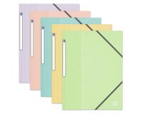 Chemise à élastique 3 rabats plastique Oxford School Life 24 x 32 cm couleurs pastel assorties
