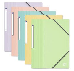 Chemise à élastique 3 rabats plastique Oxford School Life 24 x 32 cm couleurs pastel assorties