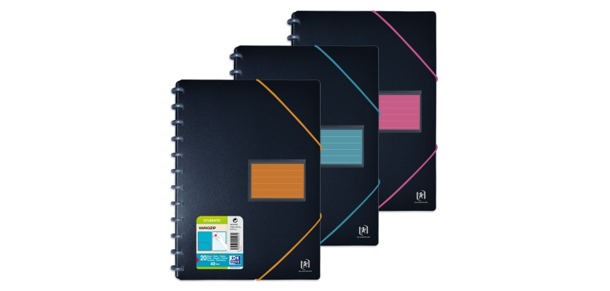 Protège-documents amovible Oxford for student A4 20pochettes zip elastique  assorti