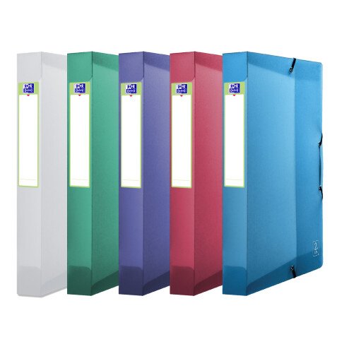 Boîte Oxford capacité standard 2nd life 24x32cm dos 40mm avec élastique couverture polypro assortis