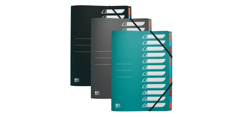 Trieur standard Oxford A4 12 positions couverture polypro assorti