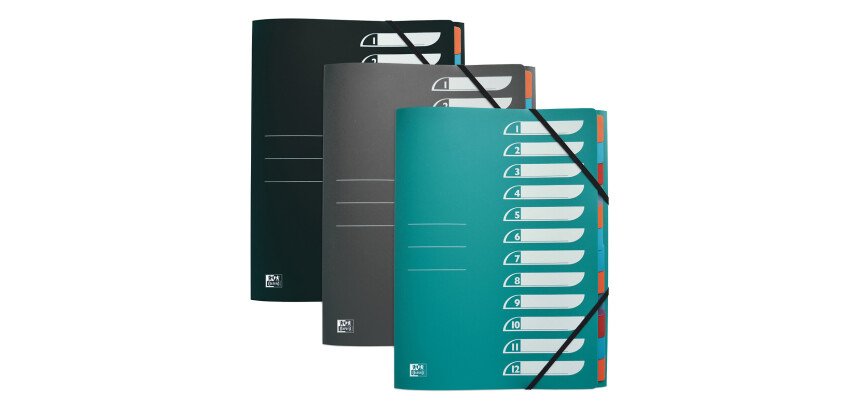 Trieur standard Oxford A4 12 positions couverture polypro assorti