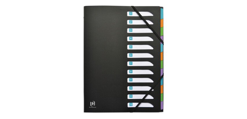 Trieur standard Oxford Memphis A4 12 positions couverture polypro noir