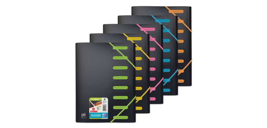 Trieur extensible Oxford for student A4 8positions polypro opaque  assorti