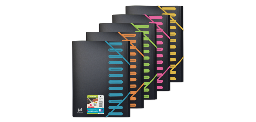 Trieur extensible Oxford for student A4 12positions polypro opaque assorti